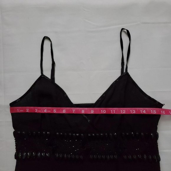 Bebe Women’s Sexy Black Beaded Mesh Surplice Cocktail Mini Dress Size Medium - Picture 14 of 16